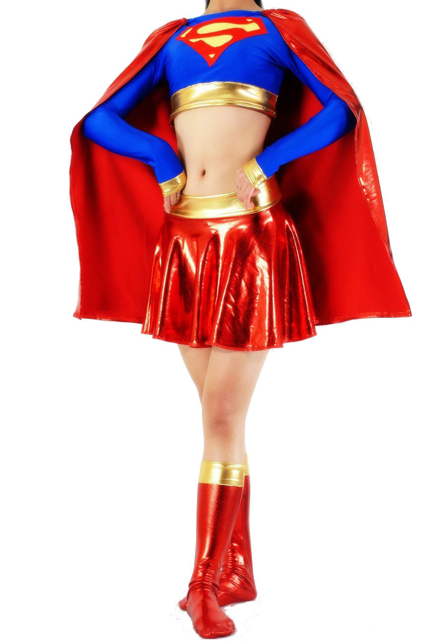 Sexy Lady Superman Shiny Superhero Costume